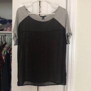 Grey sleeves with black mesh/see through middle